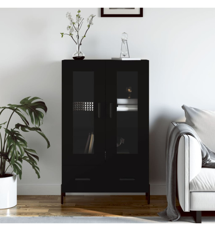Buffet haut noir 69,5x31x115 cm bois d'ingénierie | Mobilier & Déco