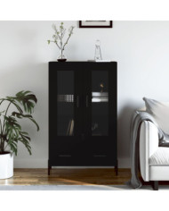 Buffet haut noir 69,5x31x115 cm bois d'ingénierie | Mobilier & Déco