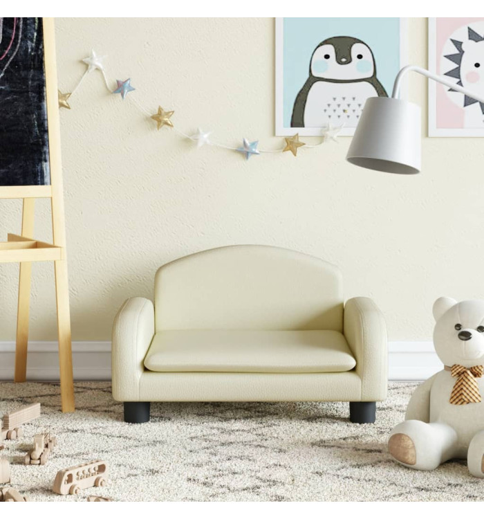 Canapé pour enfants crème 50x40x30 cm similicuir | Mobilier & Déco