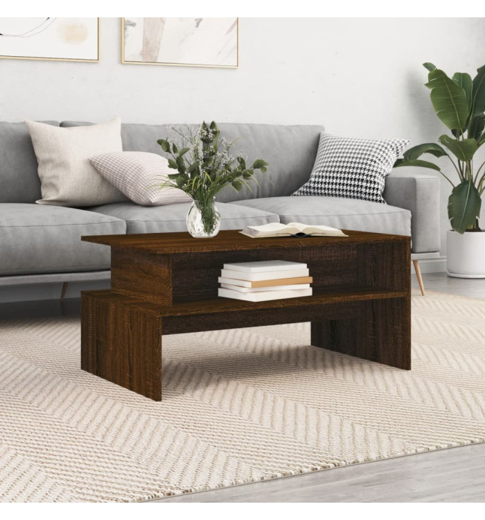 Table basse chêne marron 90x55x42,5 cm bois d'ingénierie | Mobilier & Déco