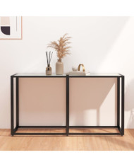 Table console Marbre blanc 140x35x75,5 cm Verre trempé | Mobilier & Déco