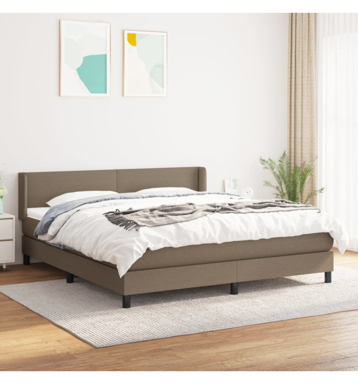 Sommier à lattes de lit avec matelas Taupe 180x200 cm Tissu | Mobilier & Déco
