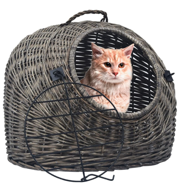 Cage de transport pour chats Gris 60x45x45 cm Saule naturel | Mobilier & Déco