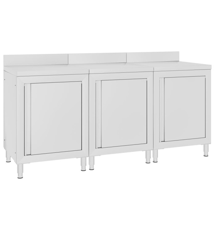 Table de travail commerciale avec armoire 180x60x96 cm Inox | Mobilier & Déco