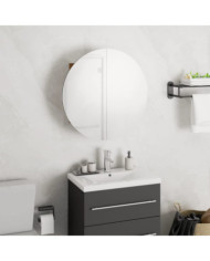 Armoire de salle de bain miroir rond et LED Chêne 40x40x17,5 cm | Mobilier & Déco