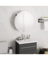 Armoire de salle de bain miroir rond et LED Noir 40x40x17,5 cm | Mobilier & Déco