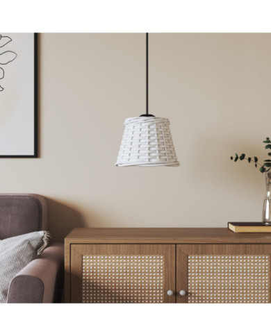 Abat-jour de plafonnier blanc Ø15x12 cm osier | Mobilier & Déco