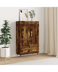 Buffet haut chêne fumé 69,5x31x115 cm bois d'ingénierie | Mobilier & Déco
