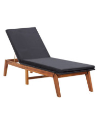 Chaise longue et coussin Résine tressée et bois d'acacia massif | Mobilier & Déco