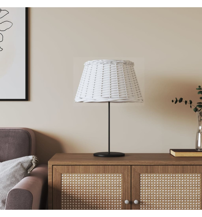Abat-jour blanc Ø50x30 cm osier | Mobilier & Déco