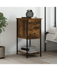 Table de chevet chêne fumé 32x42x70 cm bois d'ingénierie | Mobilier & Déco