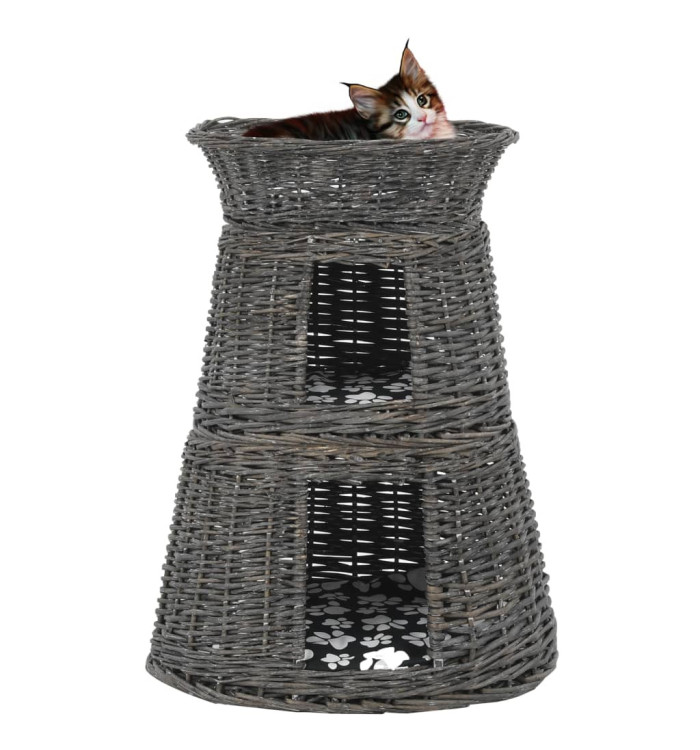 Jeu de panier pour chats 3 pcs avec coussins Gris 47x34x60 cm | Mobilier & Déco