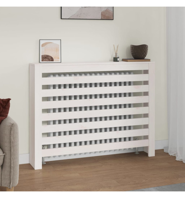 Cache-radiateur Blanc 108,5x19x84 cm Bois massif de pin | Mobilier & Déco