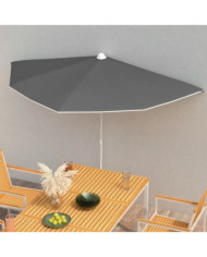 Demi-parasol de jardin avec mât 180x90 cm anthracite | Mobilier & Déco