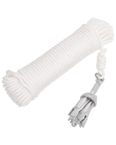 Ancre pliable et corde argenté 0,7 kg fonte galvanisée à chaud | Mobilier & Déco