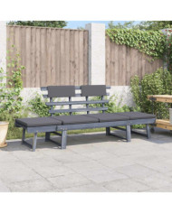 Banc de jardin avec coussins 2-en-1 190 cm Gris Bois d'acacia | Mobilier & Déco