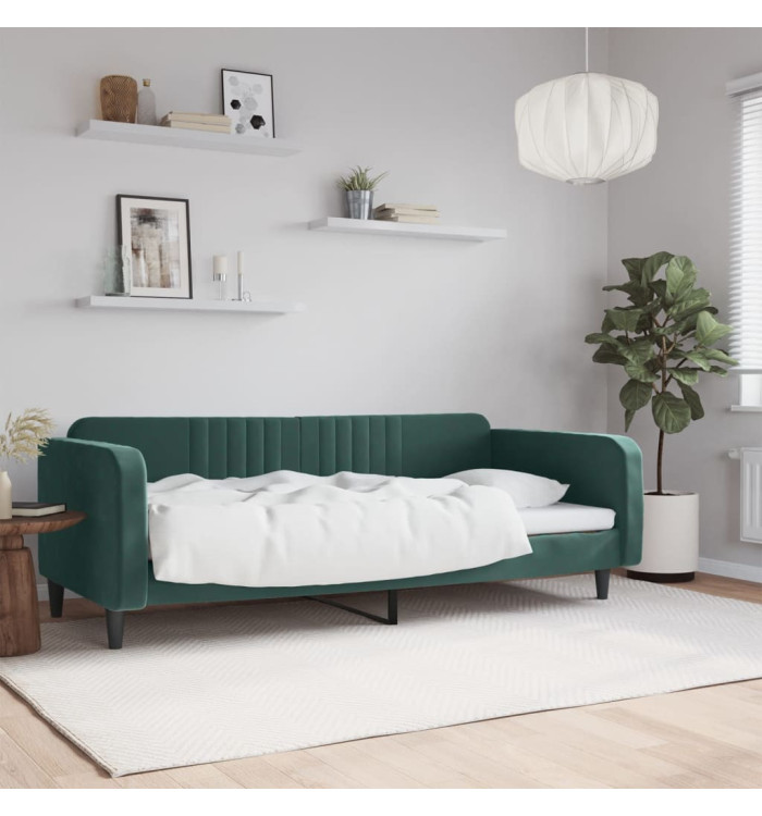 Lit de repos sans matelas vert foncé 100x200 cm velours | Mobilier & Déco