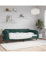 Lit de repos sans matelas vert foncé 100x200 cm velours | Mobilier & Déco