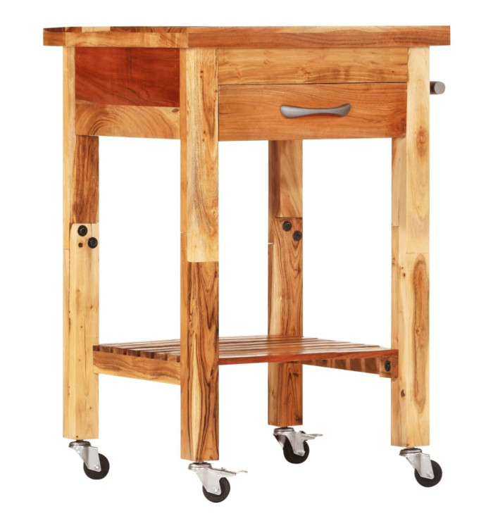 Chariot de cuisine 55x55x89 cm bois massif d'acacia | Mobilier & Déco
