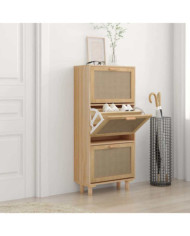 Armoire à chaussures Marron 52x25x115cm Bois d'ingénierie/rotin | Mobilier & Déco