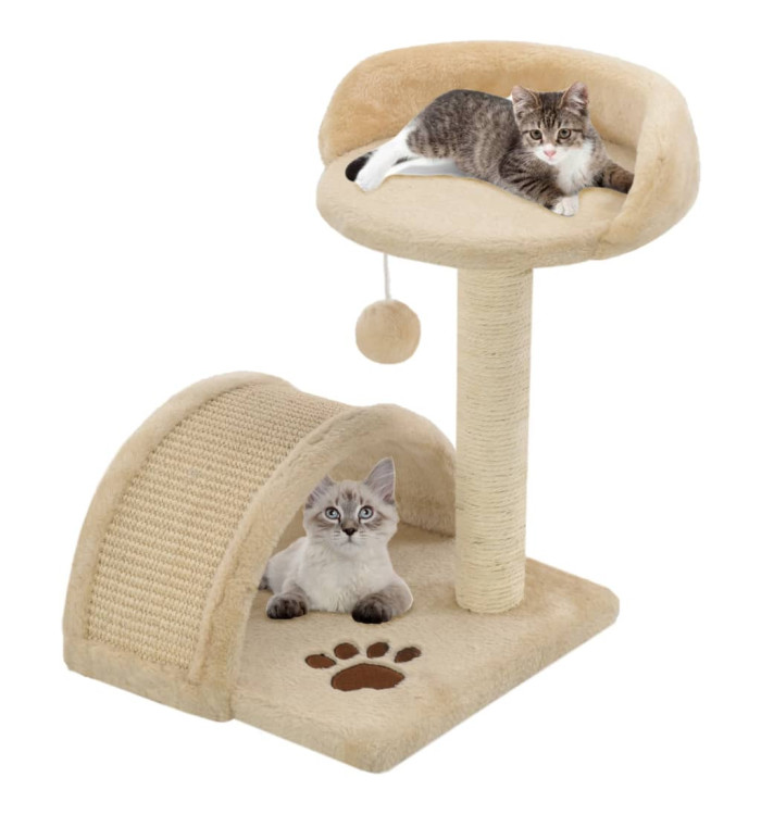 Arbre à chat avec griffoir en sisal 40 cm Beige et Marron | Mobilier & Déco