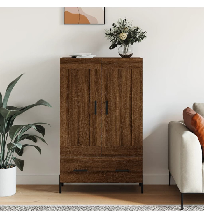 Buffet haut chêne marron 69,5x31x115 cm bois d'ingénierie | Mobilier & Déco
