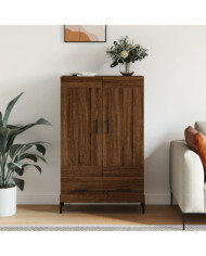 Buffet haut chêne marron 69,5x31x115 cm bois d'ingénierie | Mobilier & Déco