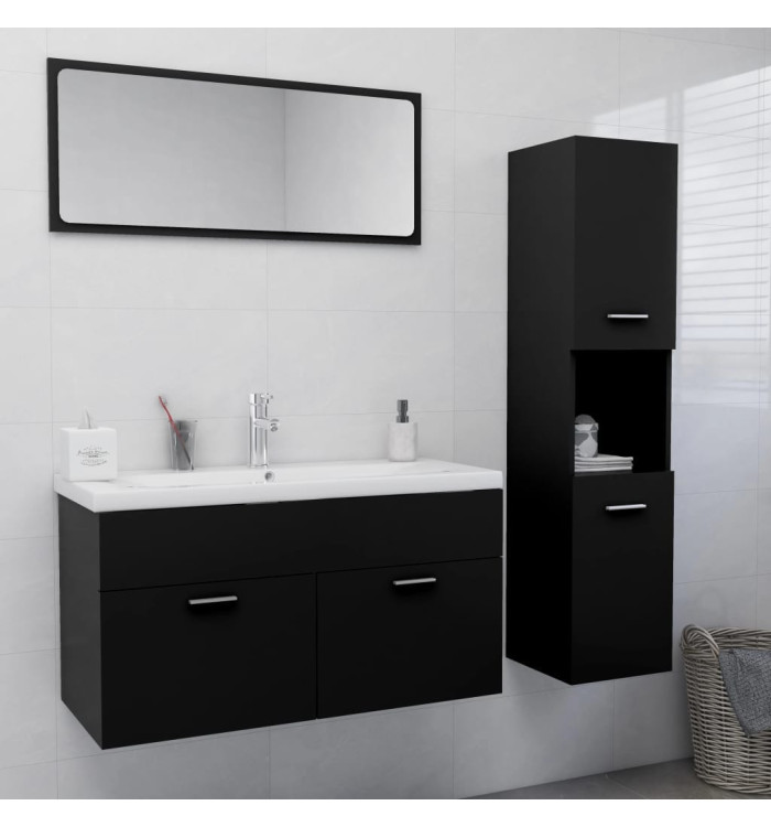 Ensemble de meubles de salle de bain Noir Aggloméré | Mobilier & Déco