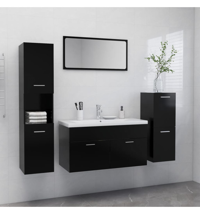Ensemble de meubles de salle de bain Noir Aggloméré | Mobilier & Déco