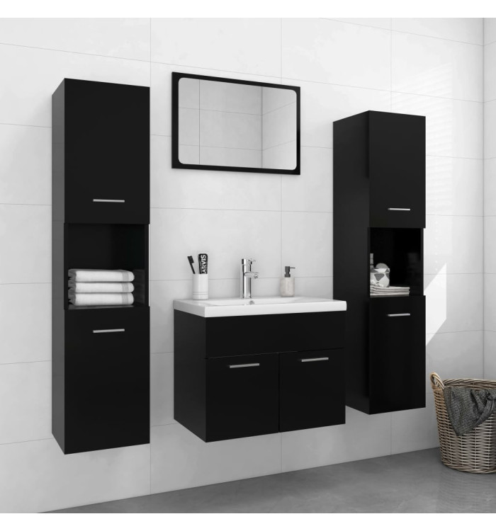Ensemble de meubles de salle de bain Noir Aggloméré | Mobilier & Déco