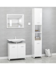 Ensemble de meubles de bain 3pcs Blanc brillant Bois ingénierie | Mobilier & Déco