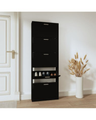 Armoire à chaussures Noir 59x17x169 cm Bois d'ingénierie | Mobilier & Déco