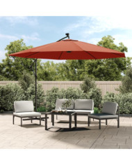 Parasol de jardin en porte-à-faux avec lumières LED terre cuite | Mobilier & Déco