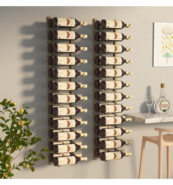Casier à vin mural pour 24 bouteilles 2 pcs Doré Fer | Mobilier & Déco