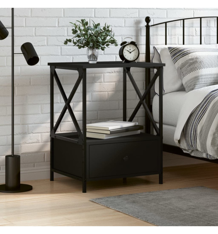 Table de chevet noir 50x41x65 cm bois d’ingénierie | Mobilier & Déco