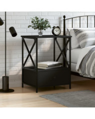 Table de chevet noir 50x41x65 cm bois d’ingénierie | Mobilier & Déco