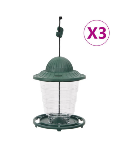 Mangeoires pour oiseaux 3 pcs vert foncé 13x13x17 cm | Mobilier & Déco