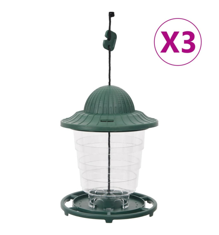 Mangeoires pour oiseaux 3 pcs vert foncé 13x13x17 cm | Mobilier & Déco