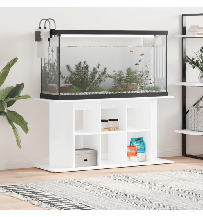 Support d'aquarium blanc brillant 120x40x60cm bois d'ingénierie | Mobilier & Déco