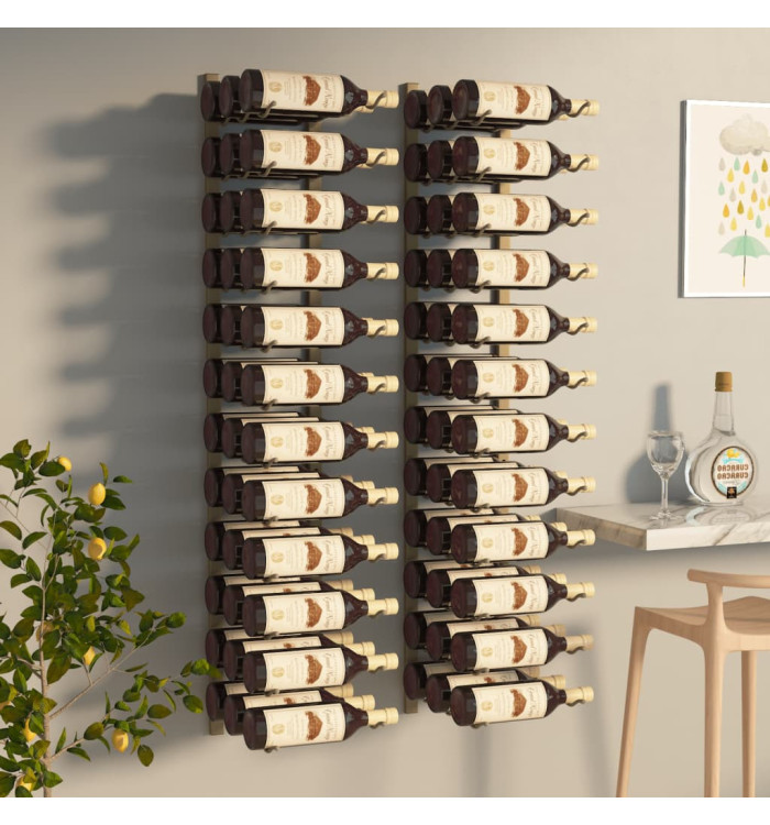 Casier à vin mural pour 36 bouteilles 2 pcs Doré Fer | Mobilier & Déco