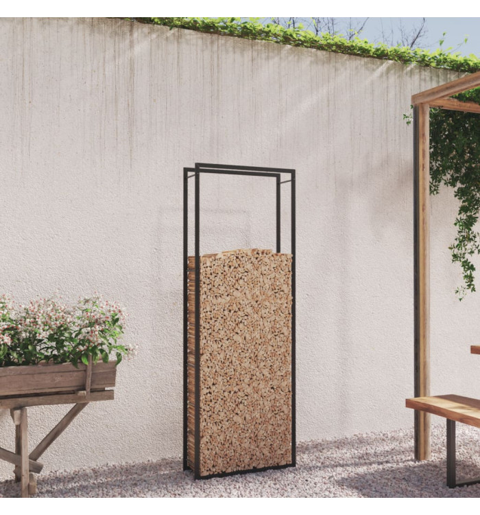 Portant de bois de chauffage Noir mat 80x28x222 cm Acier | Mobilier & Déco