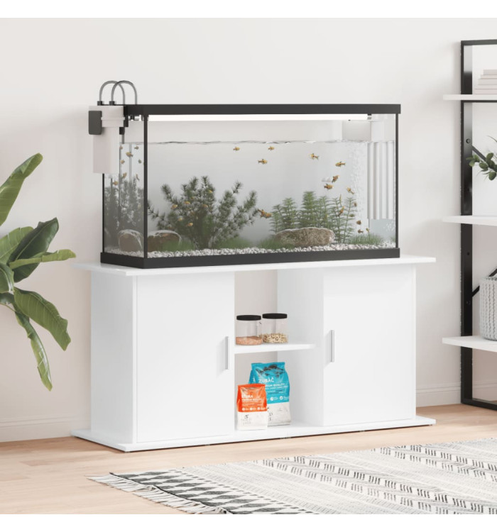 Support d'aquarium blanc brillant 121x41x58cm bois d'ingénierie | Mobilier & Déco