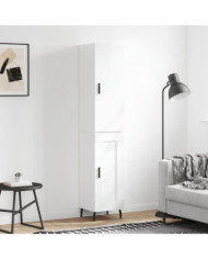 Buffet haut Blanc brillant 34,5x34x180 cm Bois d'ingénierie | Mobilier & Déco