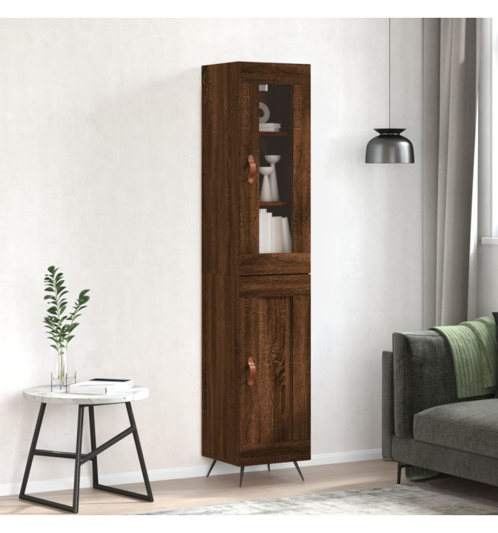 Buffet haut Chêne marron 34,5x34x180 cm Bois d'ingénierie | Mobilier & Déco
