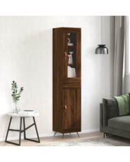 Buffet haut Chêne marron 34,5x34x180 cm Bois d'ingénierie | Mobilier & Déco