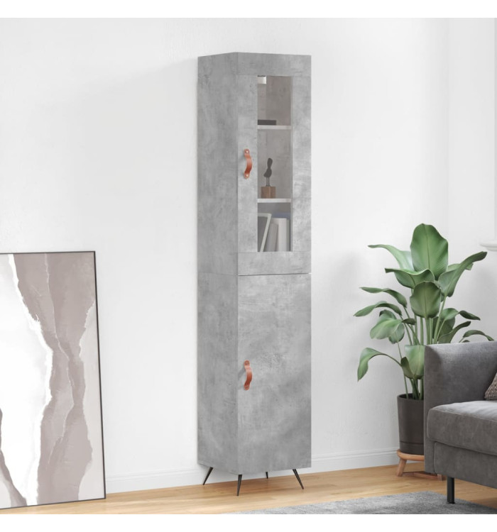 Buffet haut Gris béton 34,5x34x180 cm Bois d'ingénierie | Mobilier & Déco