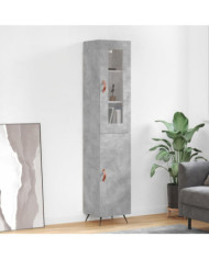 Buffet haut Gris béton 34,5x34x180 cm Bois d'ingénierie | Mobilier & Déco
