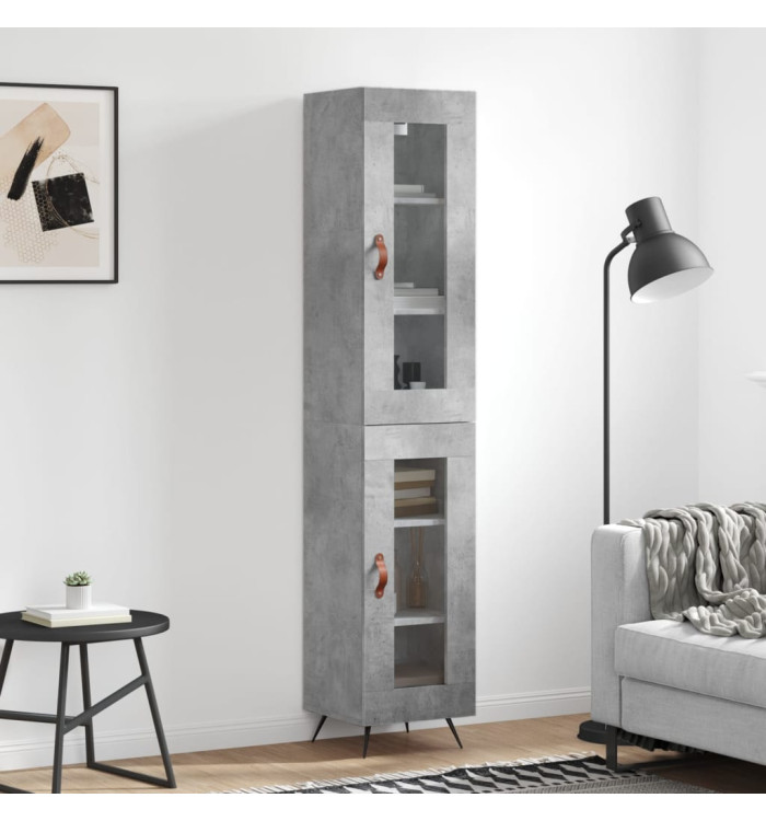 Buffet haut Gris béton 34,5x34x180 cm Bois d'ingénierie | Mobilier & Déco