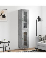 Buffet haut Gris béton 34,5x34x180 cm Bois d'ingénierie | Mobilier & Déco