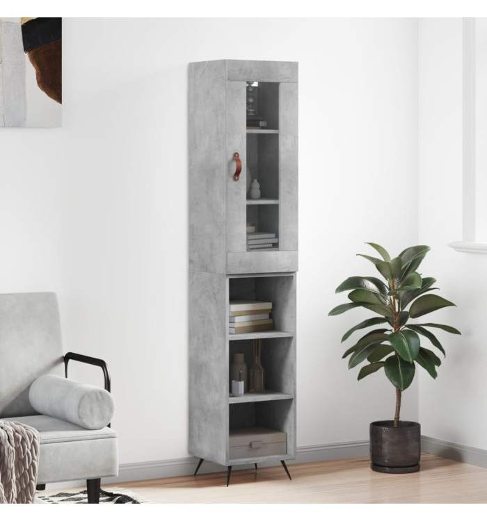 Buffet haut Gris béton 34,5x34x180 cm Bois d'ingénierie | Mobilier & Déco